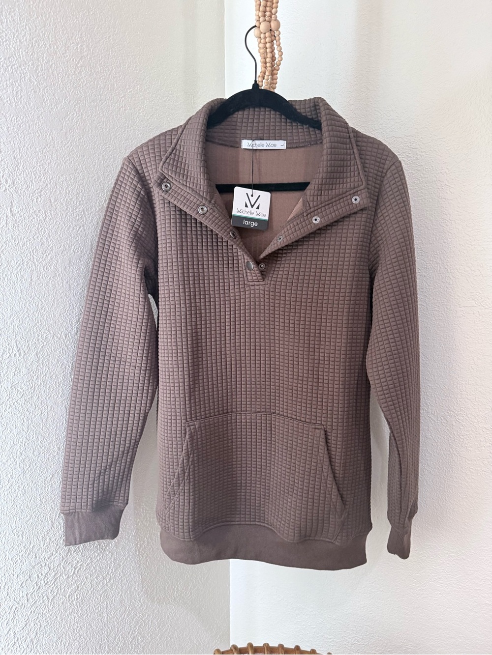 Michelle Mae Waffle Knit Brown Sweatshirt